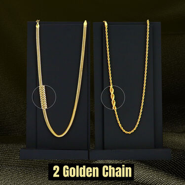 2 Golden Chain + Bracelet + Diamond Ring + Free Digital Watch @ Just Rs.599/-