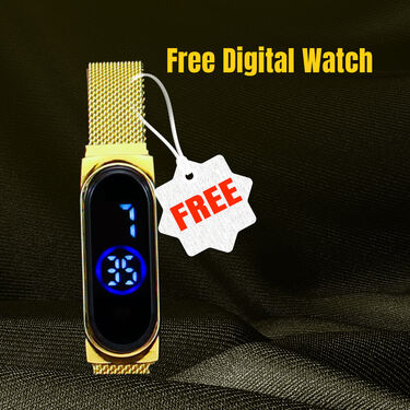 2 Golden Chain + Bracelet + Diamond Ring + Free Digital Watch @ Just Rs.599/-