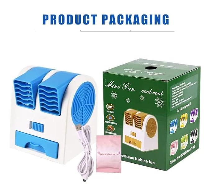 🔥Mini Cooler AC USB and Battery Operated Air Mini Water Air Cooler Cooling Fan Duel Blower with Ice Chambe Perfect for Temple,Home,Kitchen USE, Study @ Just Rs.599/-🔥