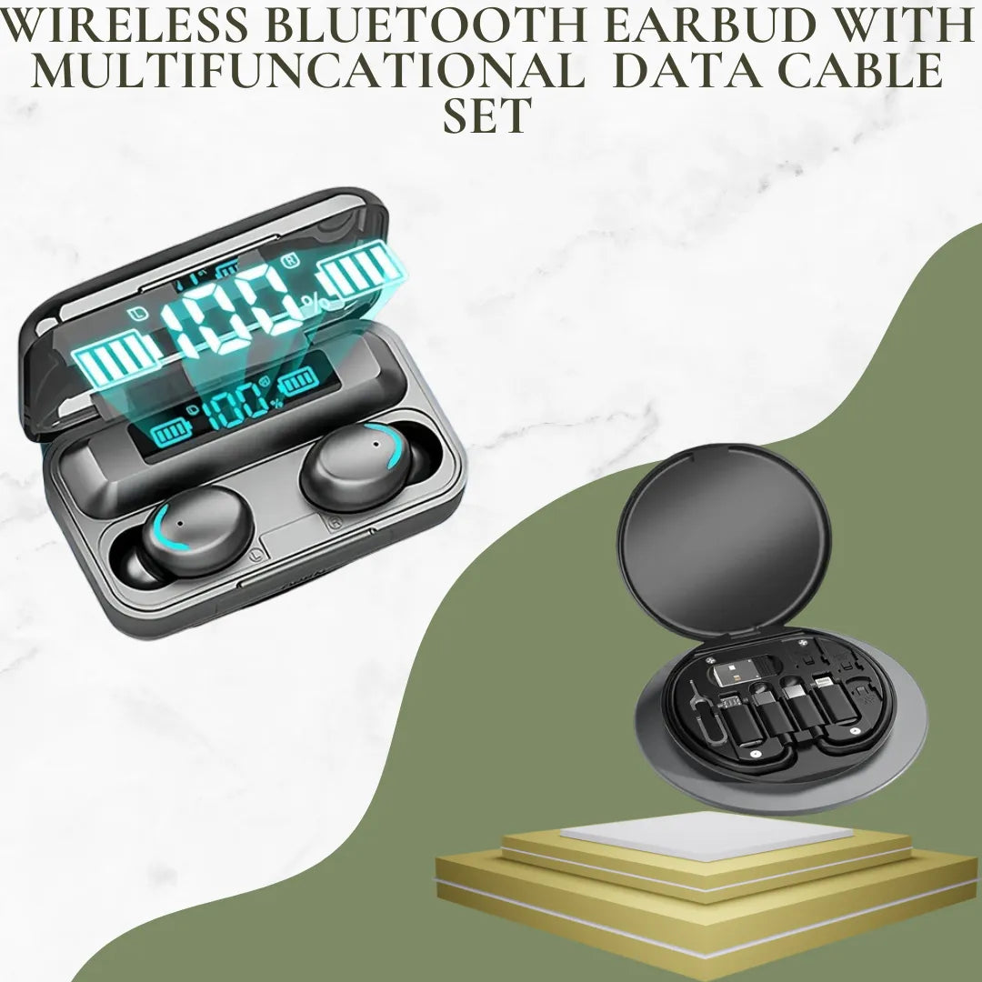 🔥Unbeatable Combo Offer🔥 🎧 Wireless Bluetooth Earbud M10 + Multifunctional Data Cable Set 💰Just Rs.599/-Only🤑