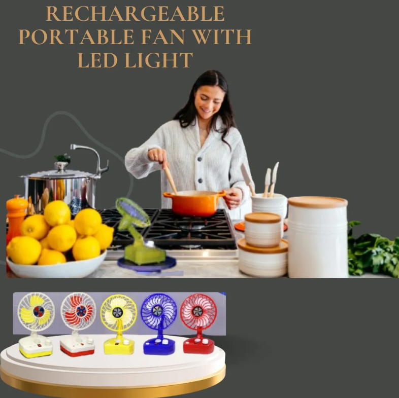 Rechargeable Portable Fan with LED Light @ Just Rs.599/-