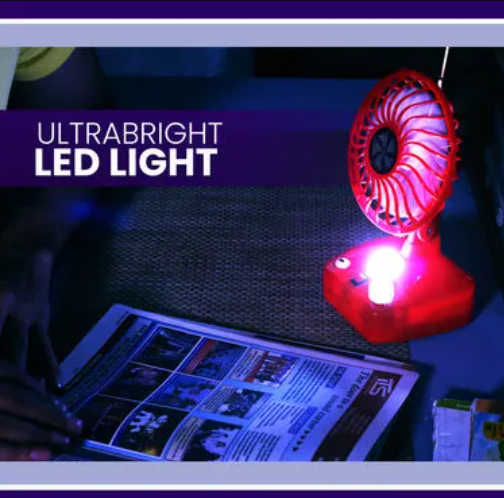 Rechargeable Portable Fan with LED Light @ Just Rs.599/-