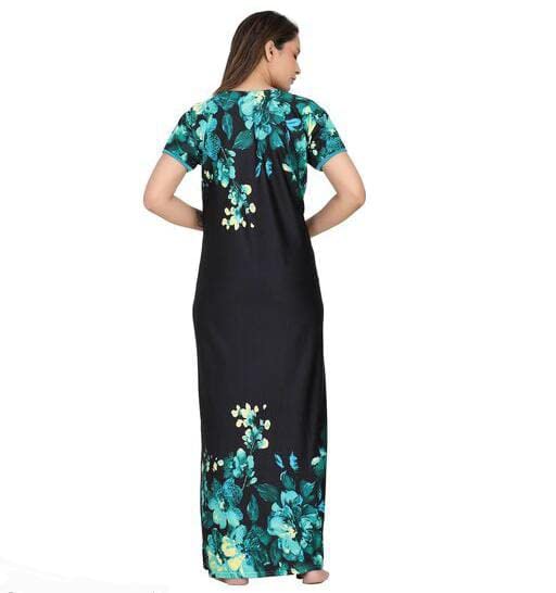 Women's Set Of 2 Printed Satin Maxi Nighty @ Just Rs.599/-
