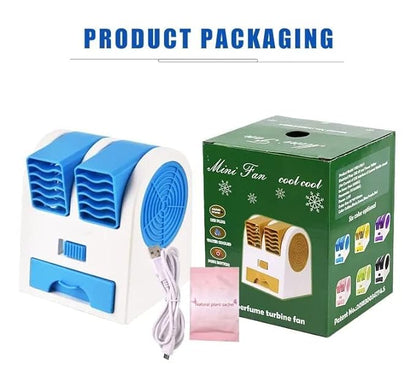 🔥Mini Cooler AC USB and Battery Operated Air Mini Water Air Cooler Cooling Fan Duel Blower with Ice Chambe Perfect for Temple,Home,Kitchen USE, Study  @ Just Rs.599/-🔥