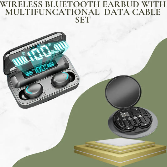 🔥Unbeatable Combo Offer🔥 🎧 Wireless Bluetooth Earbud M10 + Multifunctional Data Cable Set 💰Just Rs.599/-Only🤑