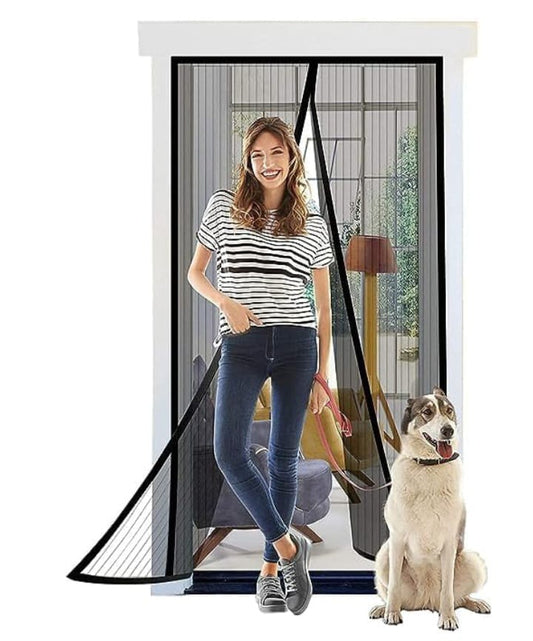 Magic Mesh | Magnetic Mosquito Screen Door Net | Curtain with Magnets | Mesh Curtain Back Door Mesh with Full Frame Hook & Loop