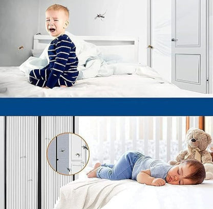 Magic Mesh | Magnetic Mosquito Screen Door Net | Curtain with Magnets | Mesh Curtain Back Door Mesh with Full Frame Hook & Loop