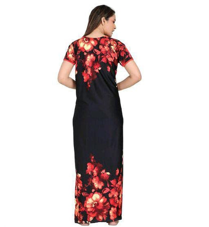 Women's Set Of 2 Printed Satin Maxi Nighty @ Just Rs.599/-